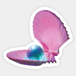 Beautiful Blue Pearl in Pink Seashell Sticker